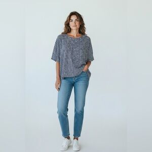 Clara SunWoo Women’s Blue Stripe Tunic Size Small